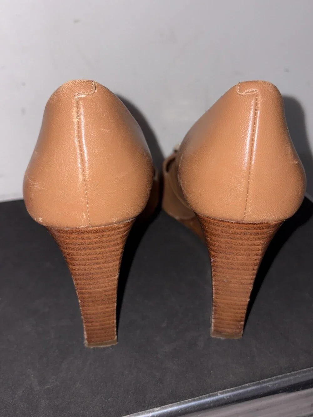 Tory Burch Brown Leather Round Toe Wedge Pumps Size 6 1/2 M